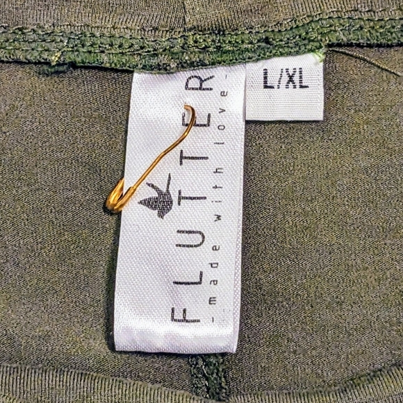 Flutter Clothing Mock Turtleneck Long Sleeve Top Hunter Green Size L/XL - Picture 3 of 5